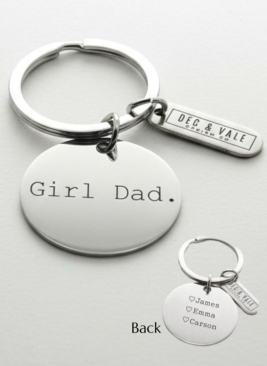Girl Dad Personalized Keychain