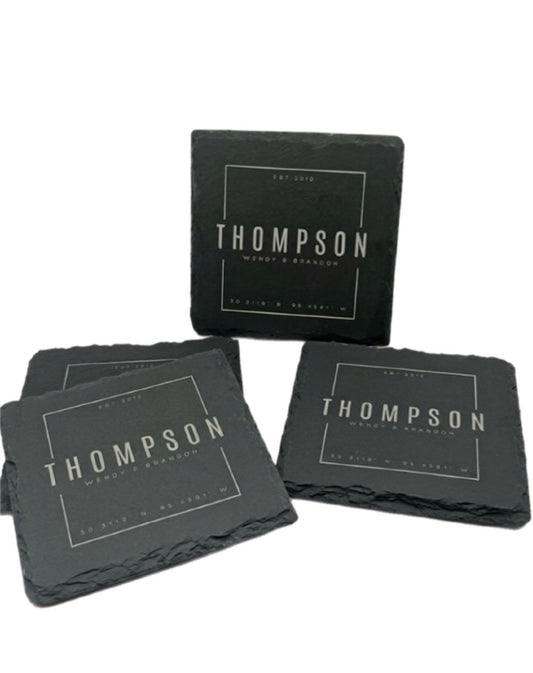 Personalized Natural Slate Coasters - Set of 4