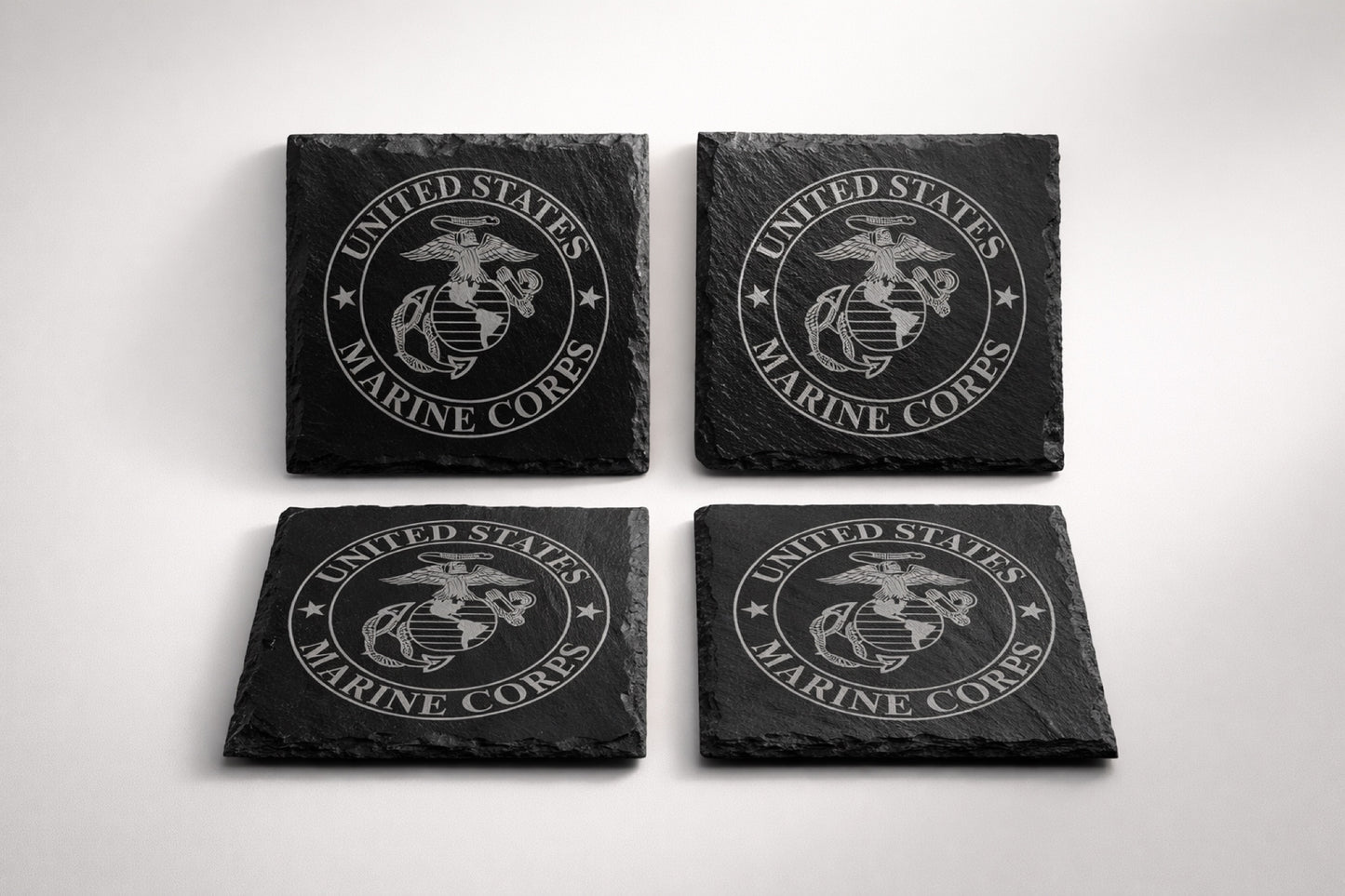 Military Natural Slate Coasters - Set of 4