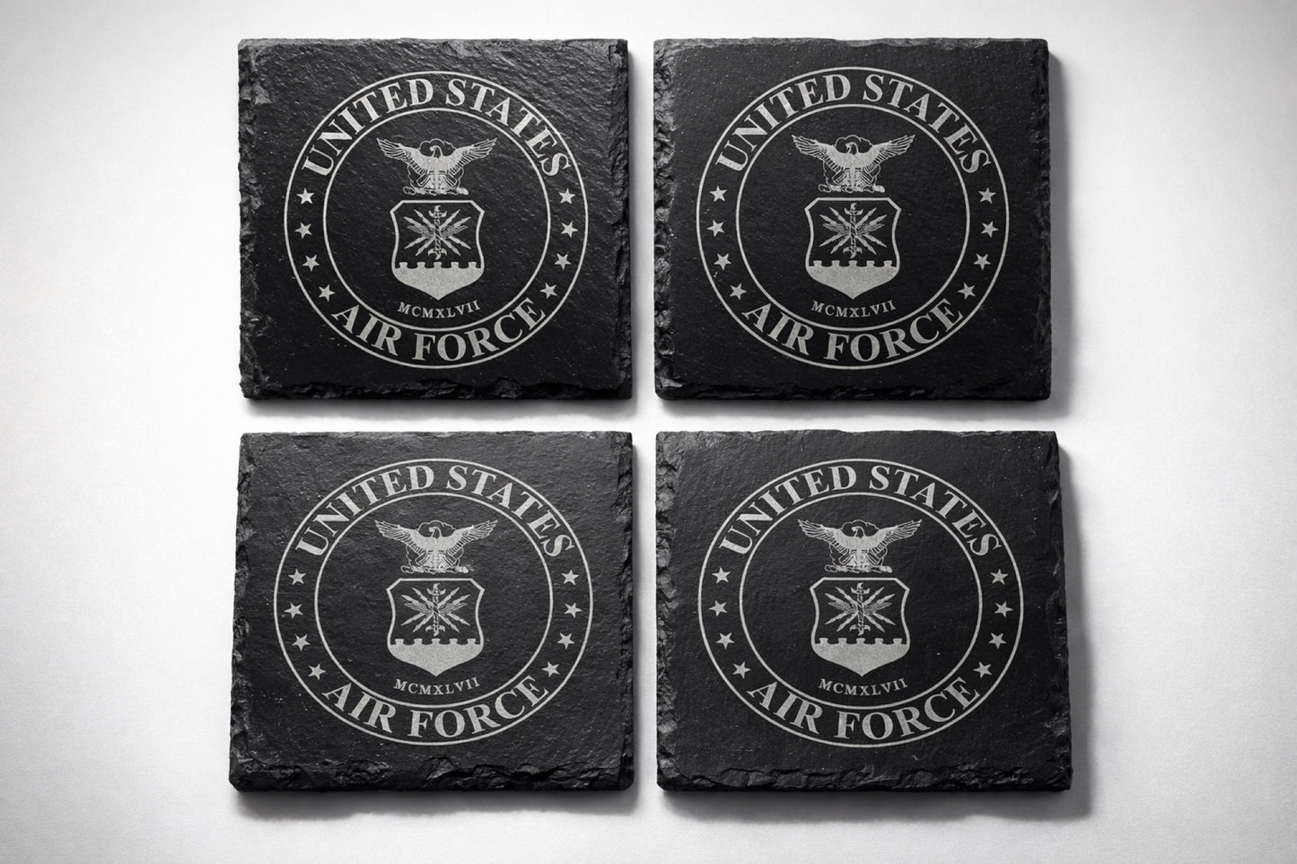 Military Natural Slate Coasters - Set of 4
