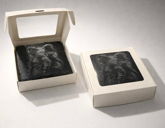 Honor the Brave — Firefighter Slate Coaster Set of 4