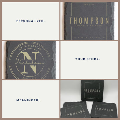 Personalized Natural Slate Coasters - Set of 4