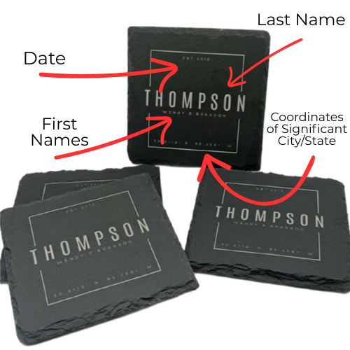 Personalized Natural Slate Coasters - Set of 4