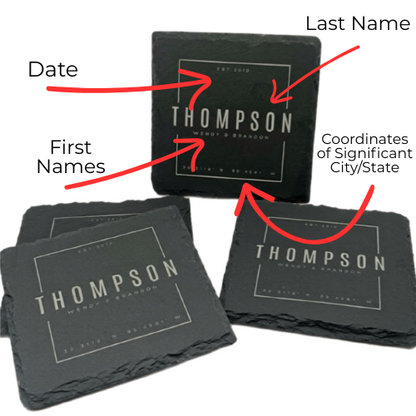 Personalized Natural Slate Coasters - Set of 4