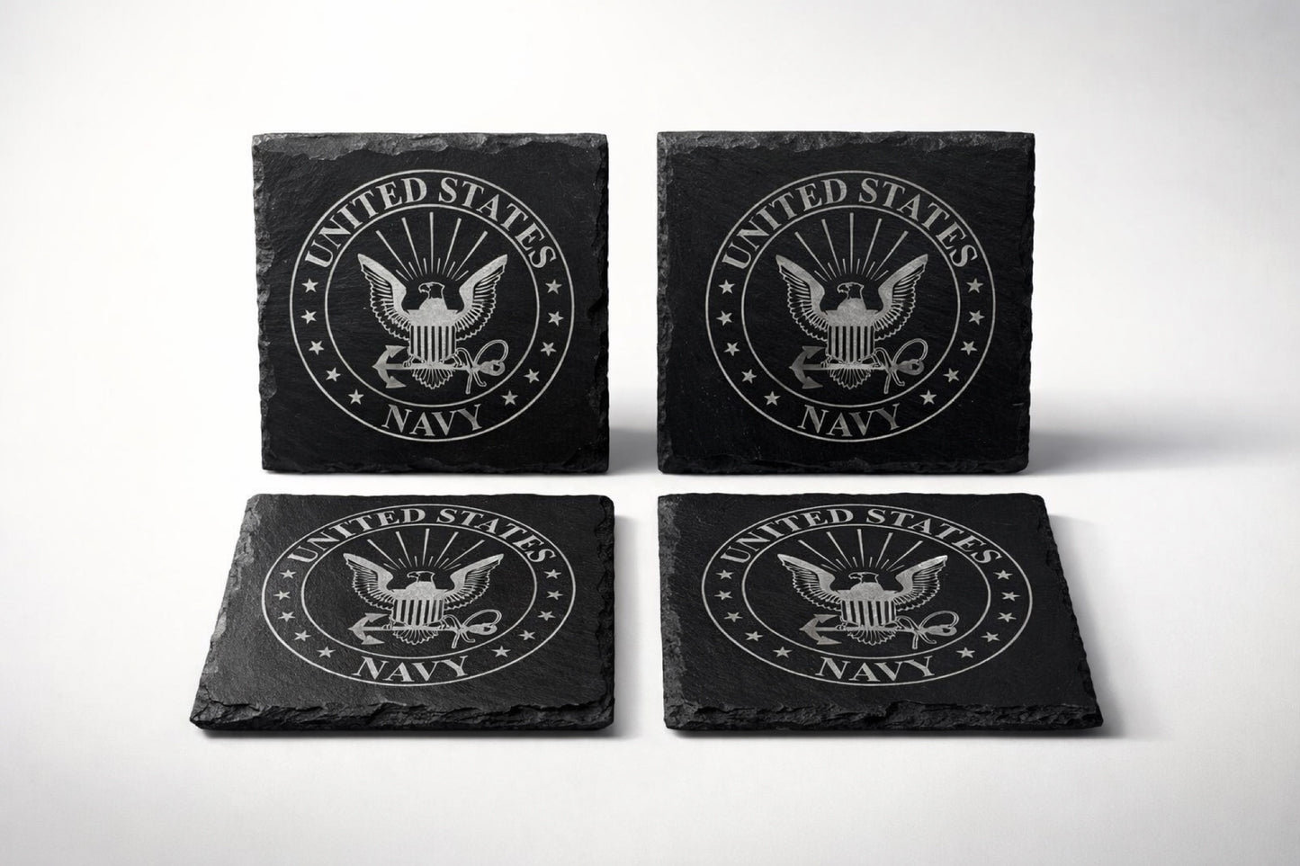 Military Natural Slate Coasters - Set of 4