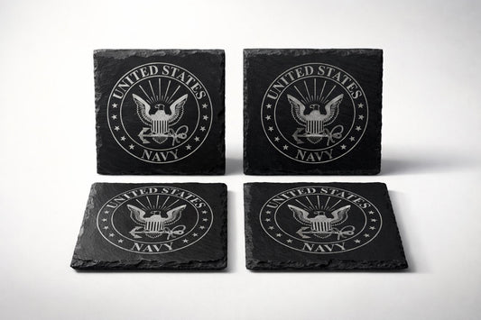 Military Natural Slate Coasters - Set of 4