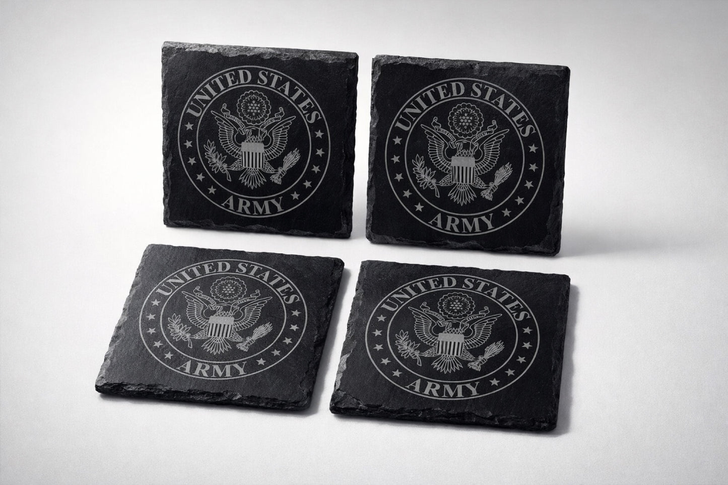 Military Natural Slate Coasters - Set of 4