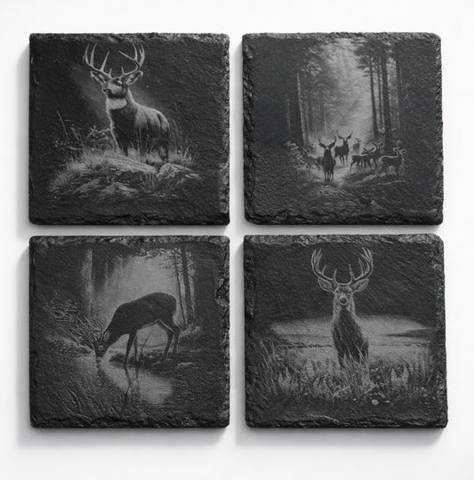 Into the Wild — Deer Slate Coaster Set of 4