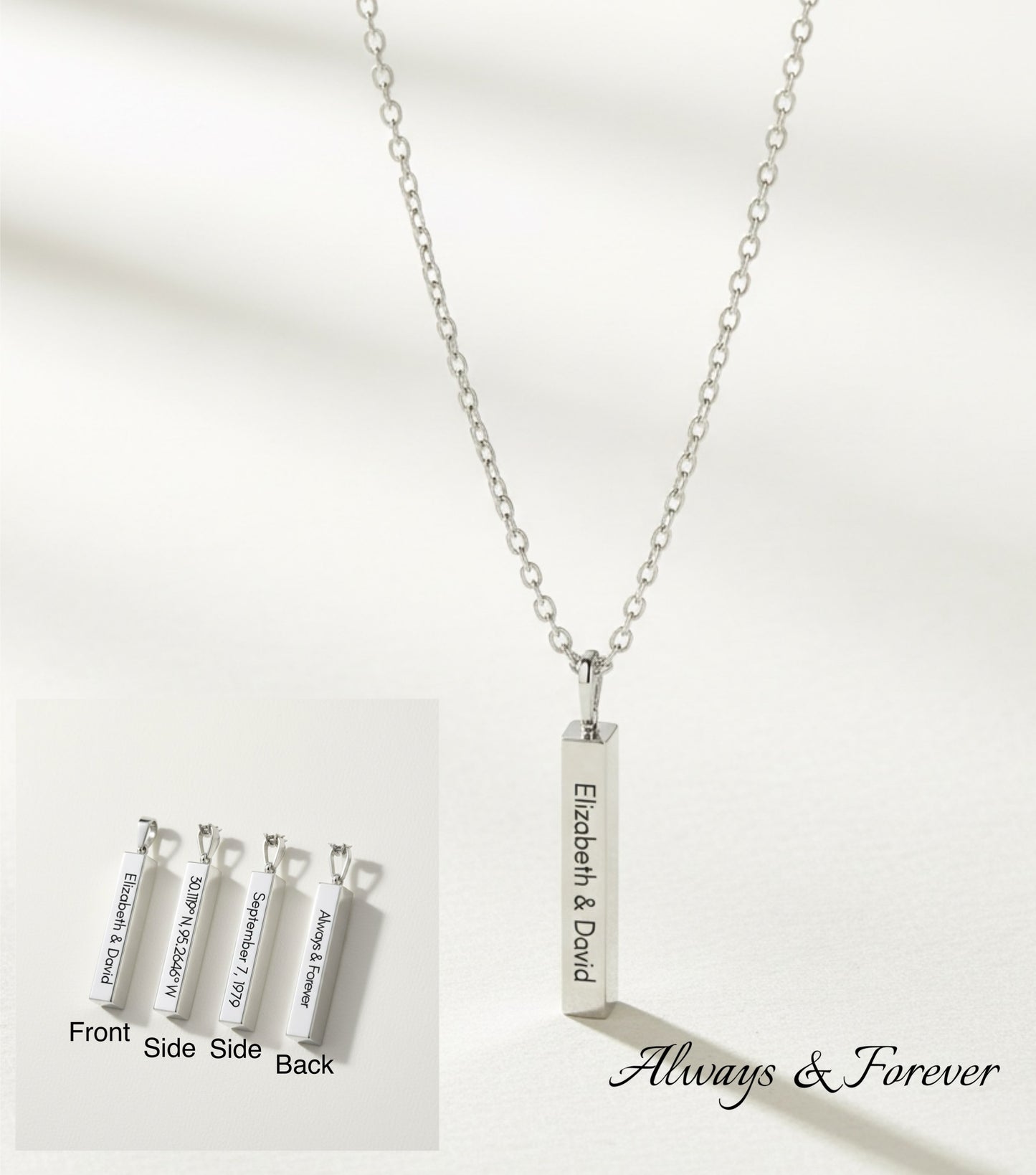 Always & Forever Necklace - Your Love Story On A Modern, Sleek Pendant
