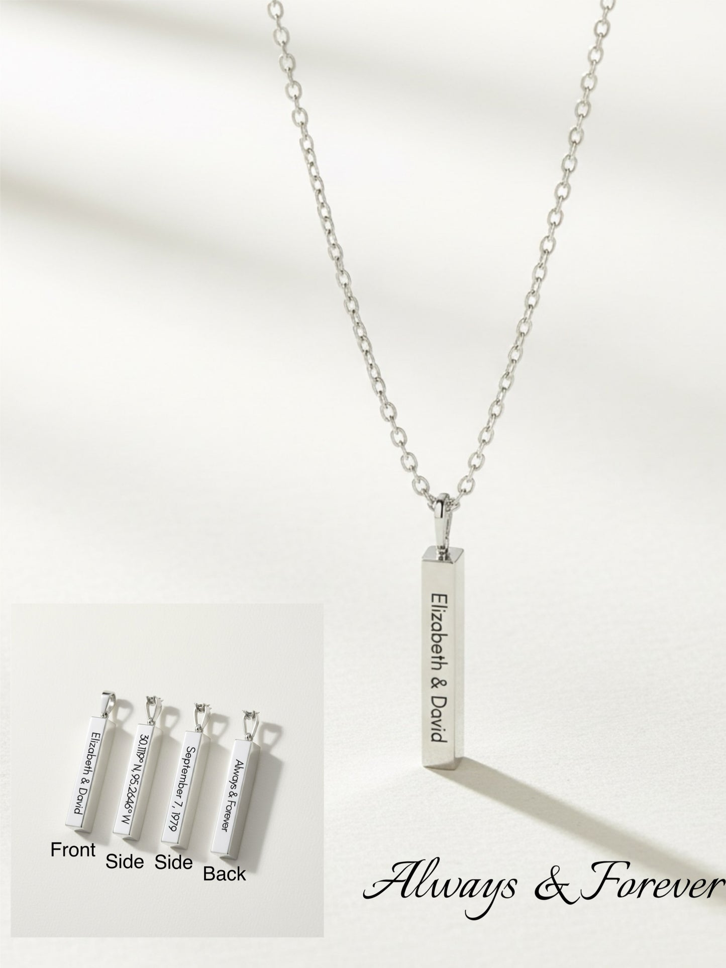 Always & Forever Necklace - Your Love Story On A Modern, Sleek Pendant