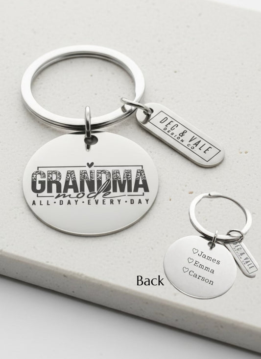 Grandma Mode Personalized Keychain