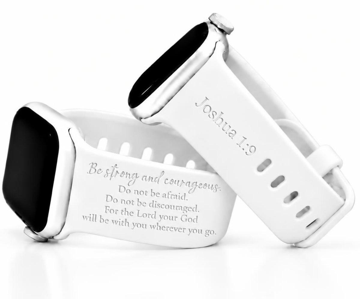 Faith-inspired engraved Apple watch band by Dec & Vale
