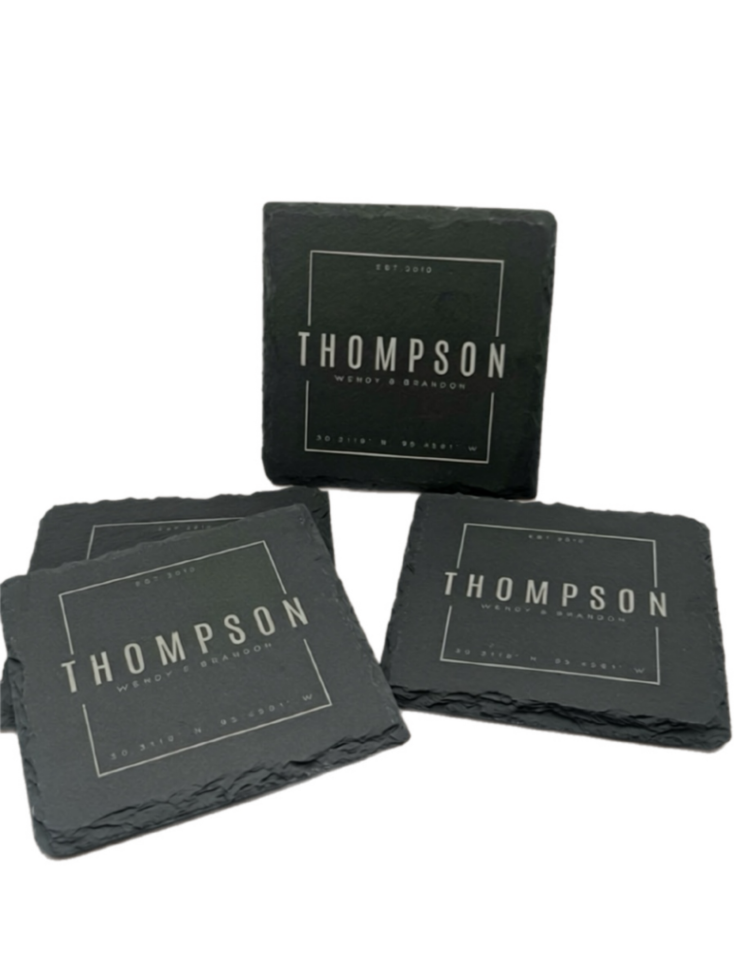 Personalized Natural Slate Coasters - Set of 4