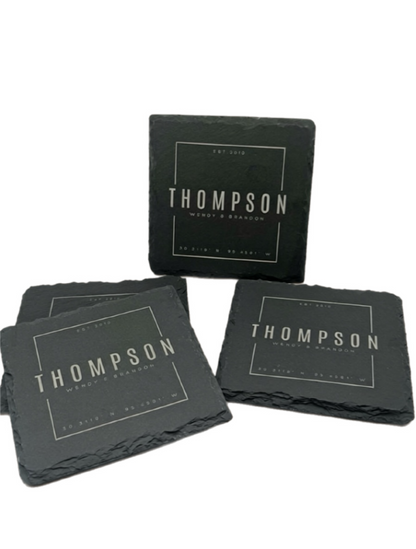 Personalized Natural Slate Coasters - Set of 4