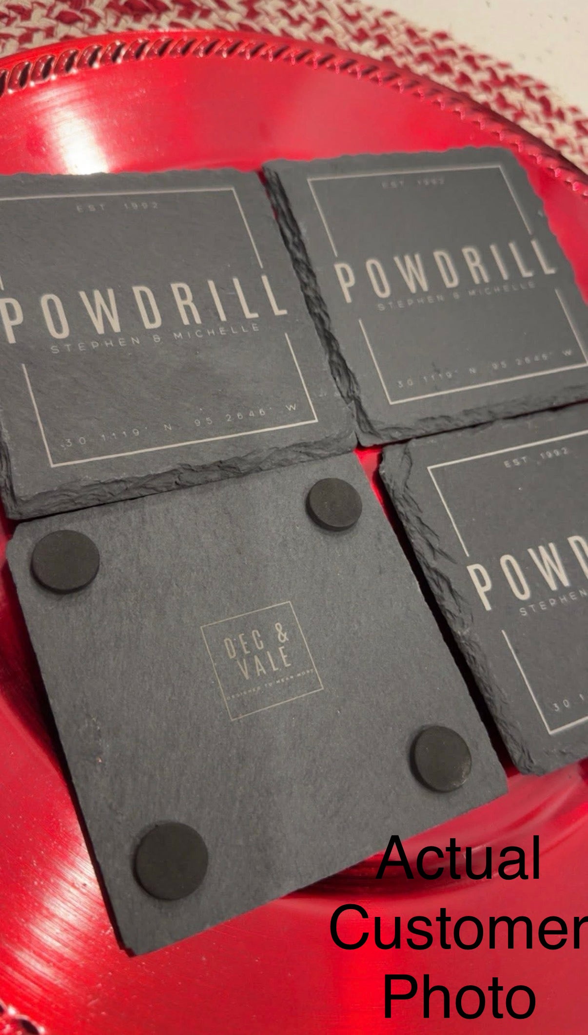 Personalized Natural Slate Coasters - Set of 4