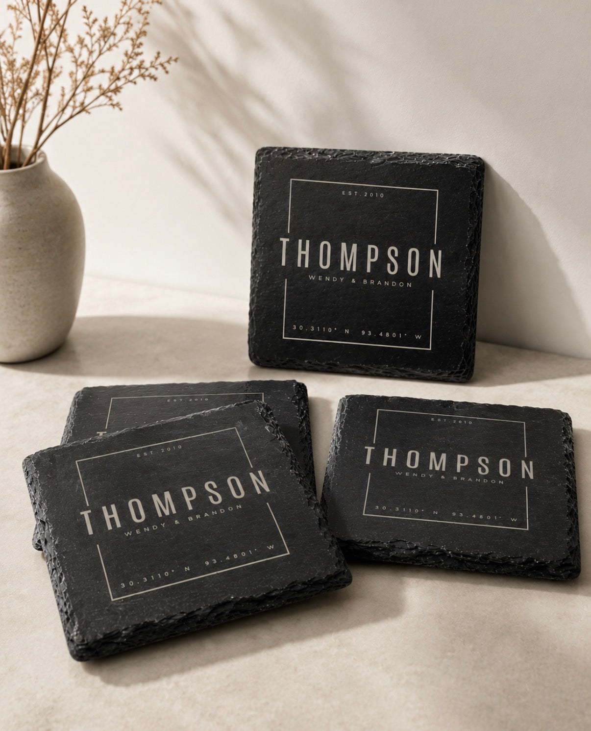 Personalized Natural Slate Coasters - Most Popular!