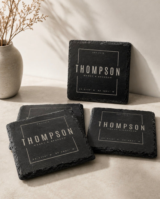 Personalized Natural Slate Coasters - Most Popular!